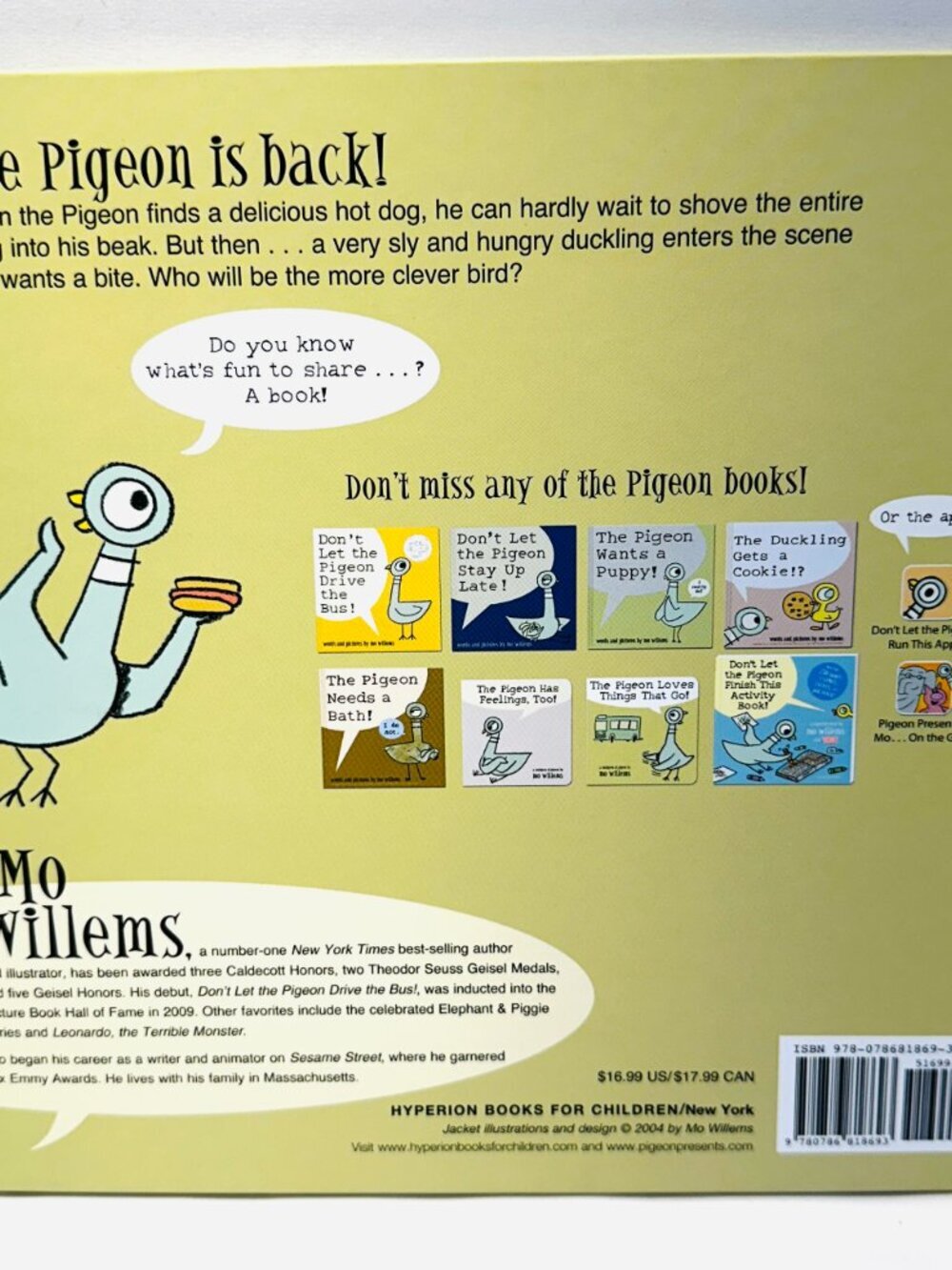The Pigeon Finds a Hot Dog! - Hardcover By Willems, Mo - BRAND NEW - Picture 2 of 2